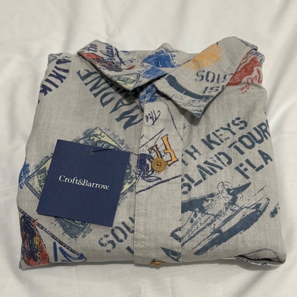 croft and barrow button polo shirt with stamp design about Florida, Hawaii - Picture 6 of 6